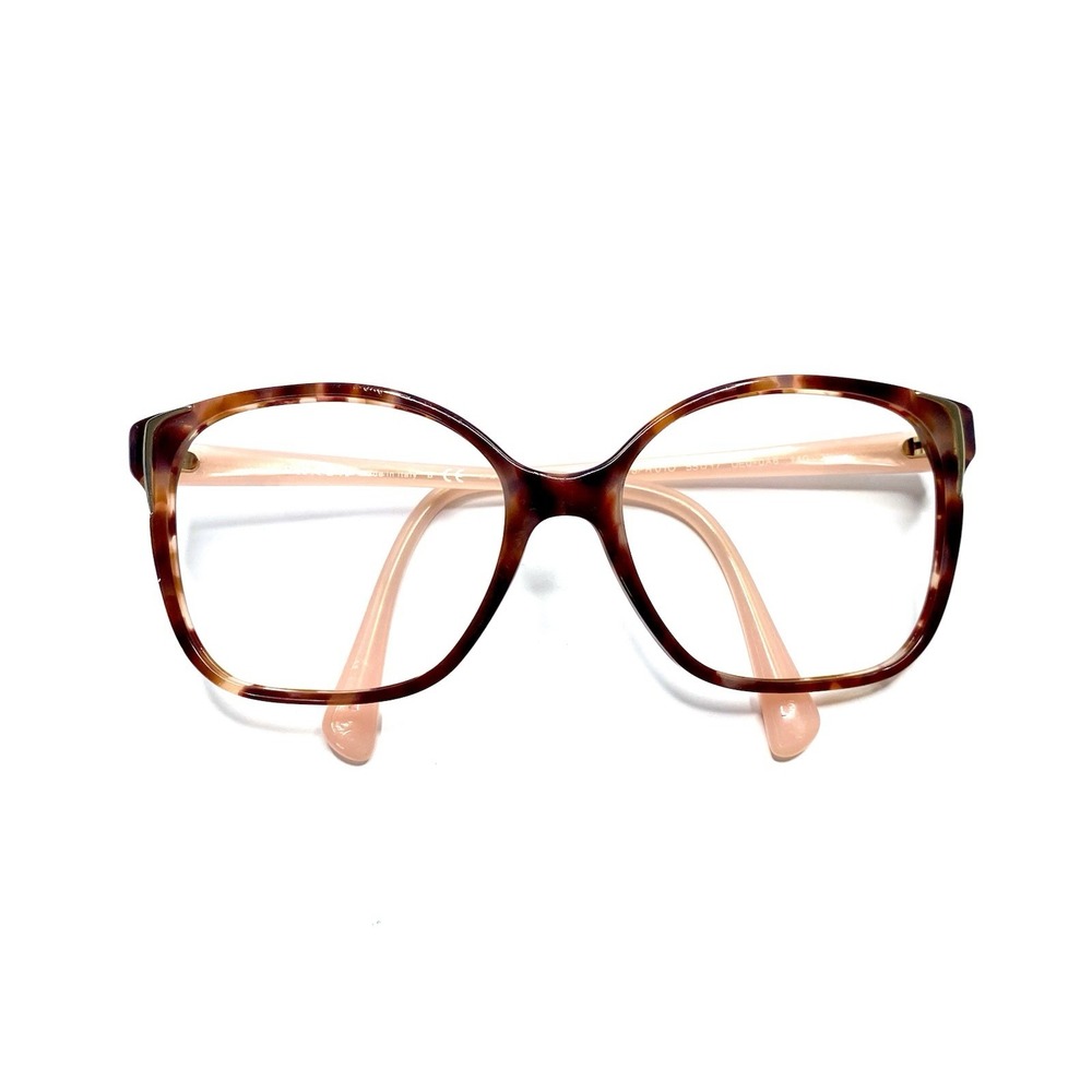 Prada Brown Pink Tortoise Gold Cat Eye Square Glasses Italy SPR 01O 55 17 140 - Picture 4 of 8